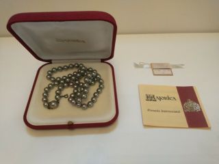 Vintage Majorica Spain Pearl Strand Necklace Case Sterling Clasp