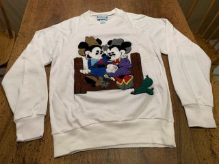 Vtg Mickey And Minnie Mouse Cowboy 70s 80s Tee Shirt Sweat Sunday Comics Small