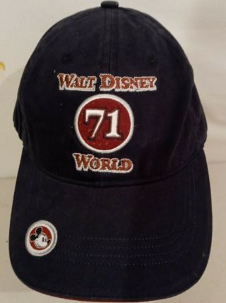 Walt Disney World Mickey Mouse Adult Baseball Hat Cap Navy Blue " 71 " Adjustable