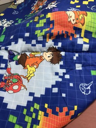 Vintage Digimon Reversible Twin Size Hongo Anime Blanket Comforter Bedspread 2