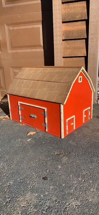 Vintage 1960s Large Wood Toy Barn Hand Made 25.  5”x 17.  5x19