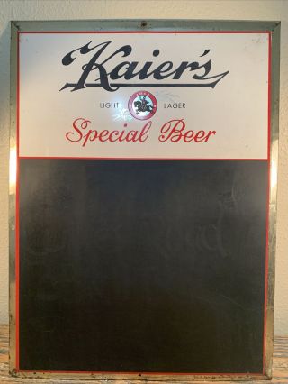 Vintage Kaier’s Special Beer Chalkboard Metal On Cardboard Sign