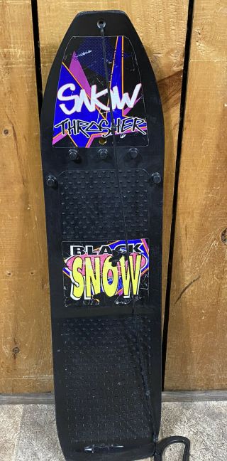 Vtg Slm Black Snow Snow Thrasher Snowboard 80s 90s