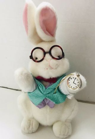 17” Vtg Disney Alice In Wonderland White Rabbit Plush Stuffed Animal Toy 1991