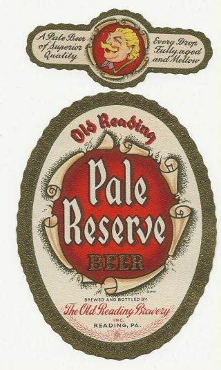 Old Reading Brewery Pale Reserve Beer Label With Neck Irtp Reading Pa