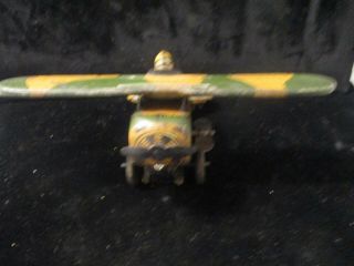1930s Marx Tin Litho Wind Up Roll Over Prop Airplane & Pilot A34 Ps