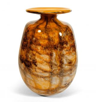 Vintage Micheal Nourot Cased Orange Studio Art Glass Vase Benicia California