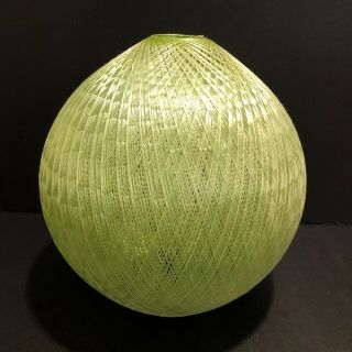 Vintage Mid Century Modern Spun Fiberglass Lamp Shade Green Woven
