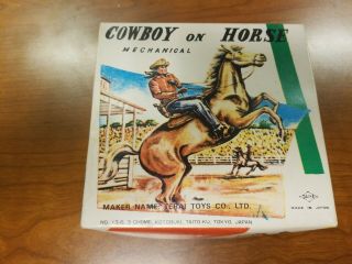 Vintage Mechanical Wind Up Cowboy On Horse Made In Japan By Terai Toys