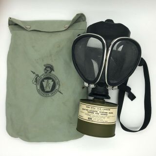 Vintage 1970s Acme Full Vision 8 Military Grade Gas Mask 15 - M Canister Fed Labs