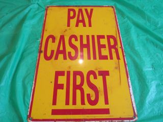 Vintage Shell Gas Station Pump Island Sign Pay Cashier First 12 " X 18 " Budget