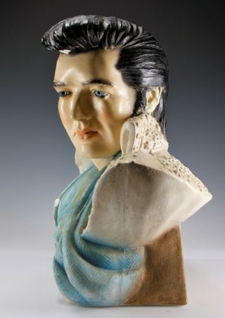 Vintage Elvis King Of Rock And Roll Bust Art Sculpture