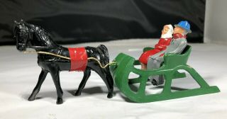 Vintage Lead Rare Barclay One Horse Open Sleigh Man And Woman Christmas