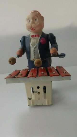Marked Occupied Japan Tin And Celluloid Xylophone Player Wind Up Wu Late 40 