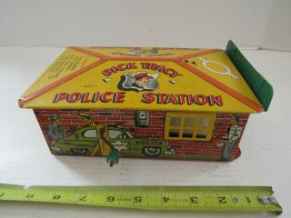 Vintage Tin Litho Toy Car Garage Dick Tracy Police Station Building F.  A.  S