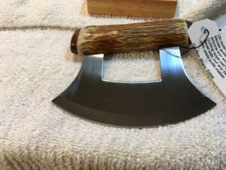 Ulu Knife Moose Antler Handle / Hardwood Stand Knife Guy Estate