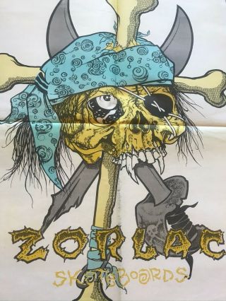 Vintage Zorlac Skateboards Pushead Metallica Pirate Poster 23 " X 35 "