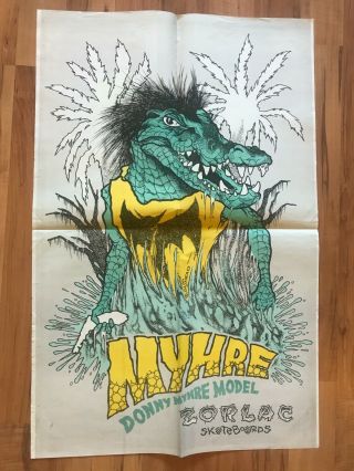 Vintage Zorlac Skateboards,  Alligator Donny Myhre Pushead poster 23 