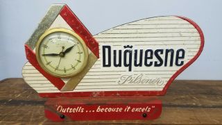 Vintage Duquesne Beer Back Bar Display Sign Clock