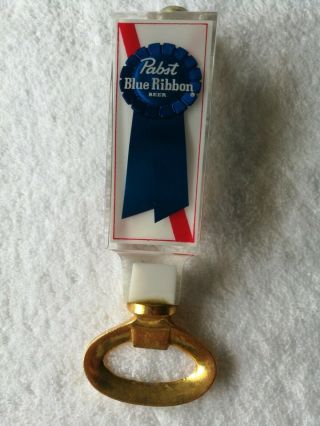 Vtg Htf Pabst Blue Ribbon Beer Tap Handle Bottle Opener 2 Sided Advertising