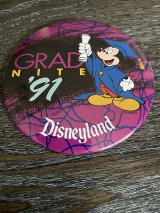 Vintage 3 " Promo Pin Back Button Disneyland Grad Nite 