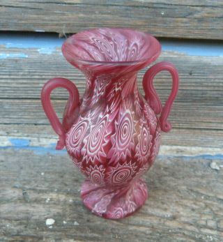 Vintage Miniature Vase Glass Paste Millefiori Murano Fratelli Toso