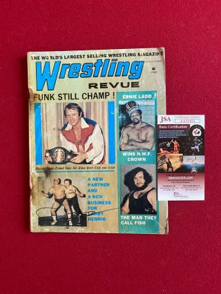 1972,  Dusty Rhodes,  " Autographed " (jsa),  " Wrestling Revue " (scarce/vintage)
