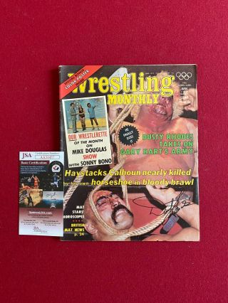 1976,  Dusty Rhodes,  " Autographed " (jsa),  " Wrestling Monthly " (scarce/vintage)