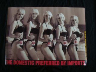 Old Milwaukee Beer Poster Swedish Bikini Team 2sided 1991