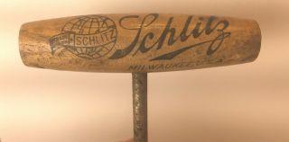 Antique Schlitz Beer Advertising Corkscrew Bottle Opener Wood Handle Vintage