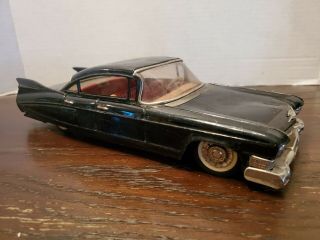 Vintage 1959 Japan Bandai Tin Friction Black Hardtop Cadillac Car
