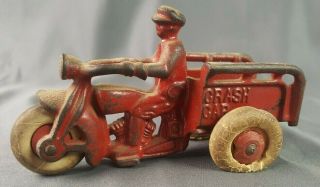 Vintage 5 " Cast Iron Hubley Crash Car Motorcycle Toy