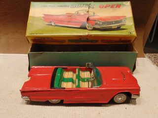 Vintage Friction Powered Red Convertible Toy Car W/ Box