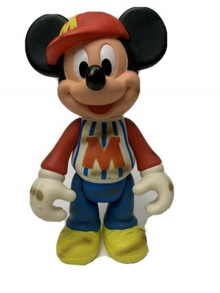 Walt Disney Mickey Mouse Vintage 12” Baseball Mickey Plastic Doll