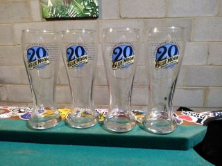 Blue Moon Beer 20th Anniversary Pilsner Glass 16oz - - Set Of 4 Glasses