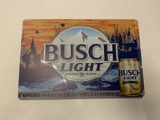Busch Light Beer Tin Metal Sign Hunting Trophy Can Great Outdoors Budweiser Buck