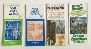 4 Vintage 1974 1975 Walt Disney World Florida Eastern Delta Vacation Brochure