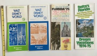 4 VINTAGE 1974 1975 WALT DISNEY WORLD FLORIDA EASTERN DELTA VACATION BROCHURE 3