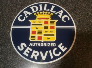 Vintage Cadillac Authorized Service Porcelain Sign