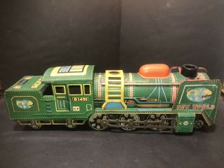 Rare Large 20 " Vintage Tin Friction Toy Train Locomotive Made In Japan