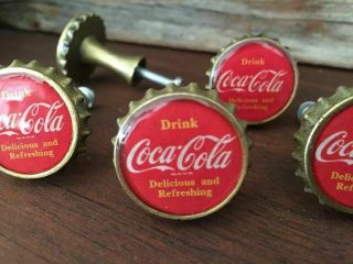 2pk Open Road Brands Vintage Style Retro Brass Coca Cola Bottle Cap Drawer Pulls