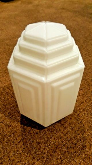 Art Deco Skyscraper Vintage Milk Glass Shade With ­­­4” Fitter