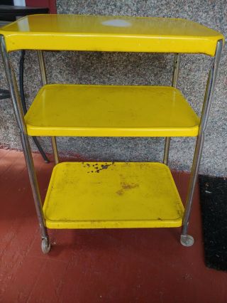 Mid - Century Cosco 3 Tier Kitchen Trolley Cart Rolling Bar Stand Vintage