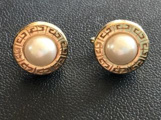 Vintage Givenchy Earrings Clip With White Stone Center Signed Gold Tone 1 "