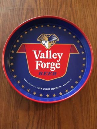 Vintage Valley Forge Tin 12 " Beer Tray - Adam Scheidt Brewing Co.  Norristown,  Pa