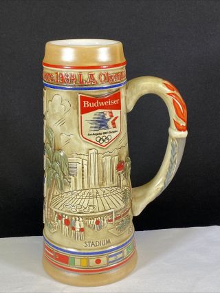 Budweiser 1984 La Olympics Tall Beer Stein Gerz 1996 By Ceramarte