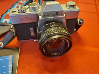 Vintage Minolta Srt 201 Slr 35mm Camera With 1:1.  4 50mm Md Rokkor - X Lens
