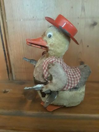 Antique/vintage Tin Wind Up Toy Western Sheriff Duck Japan