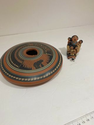 Vintage Navajo Doreen Lansing Etched Pottery Bowl - Signed