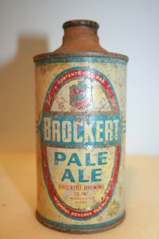 Brockert Pale Ale 12 Oz 1940 Irtp J - Spout Conetop From Worchester,  Massachusetts
